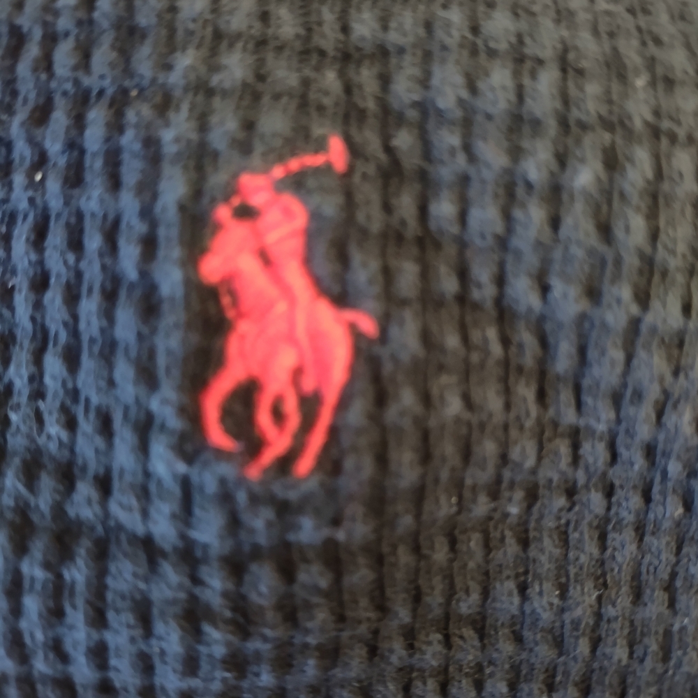 Men's POLO Ralph Lauren Black Hooded Thermal Shirt sz Small - Picture 2 of 3
